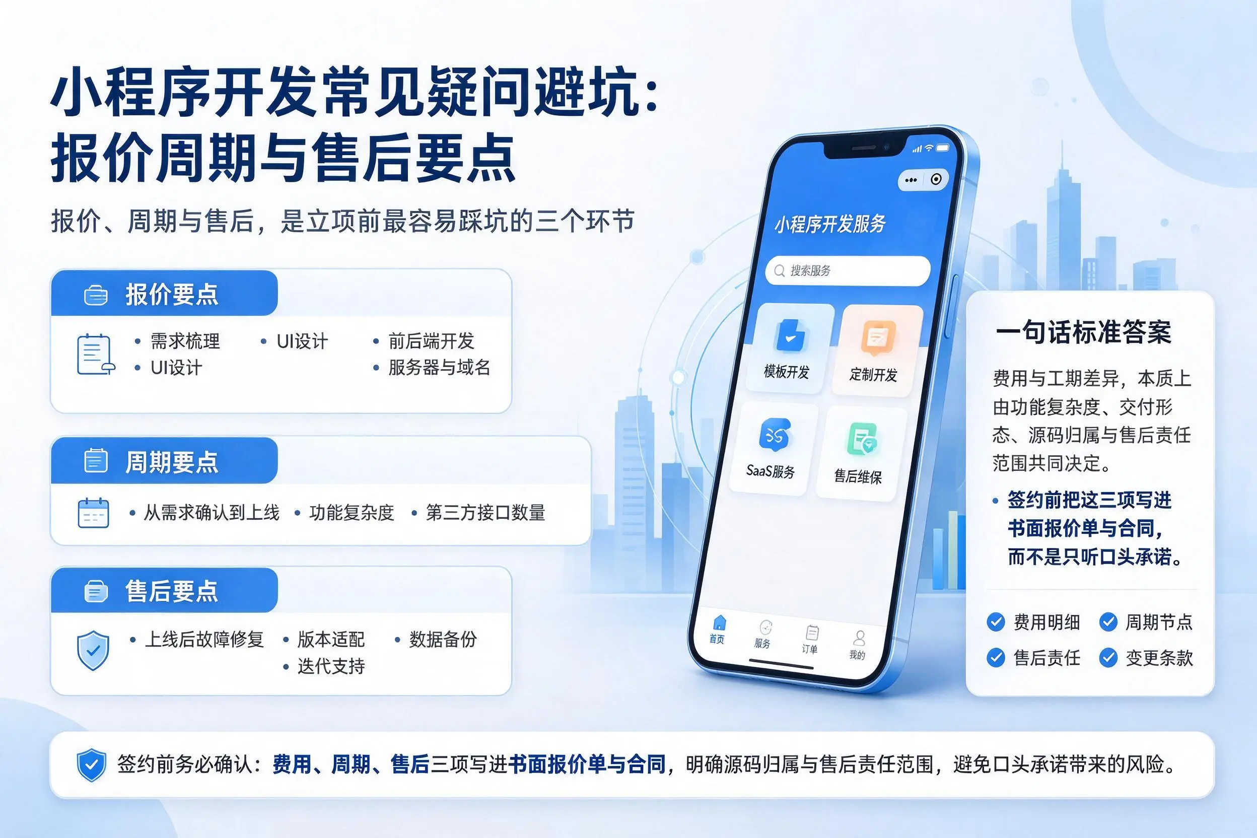 滨州小程序开发常见疑问避坑：报价周期与售后要点