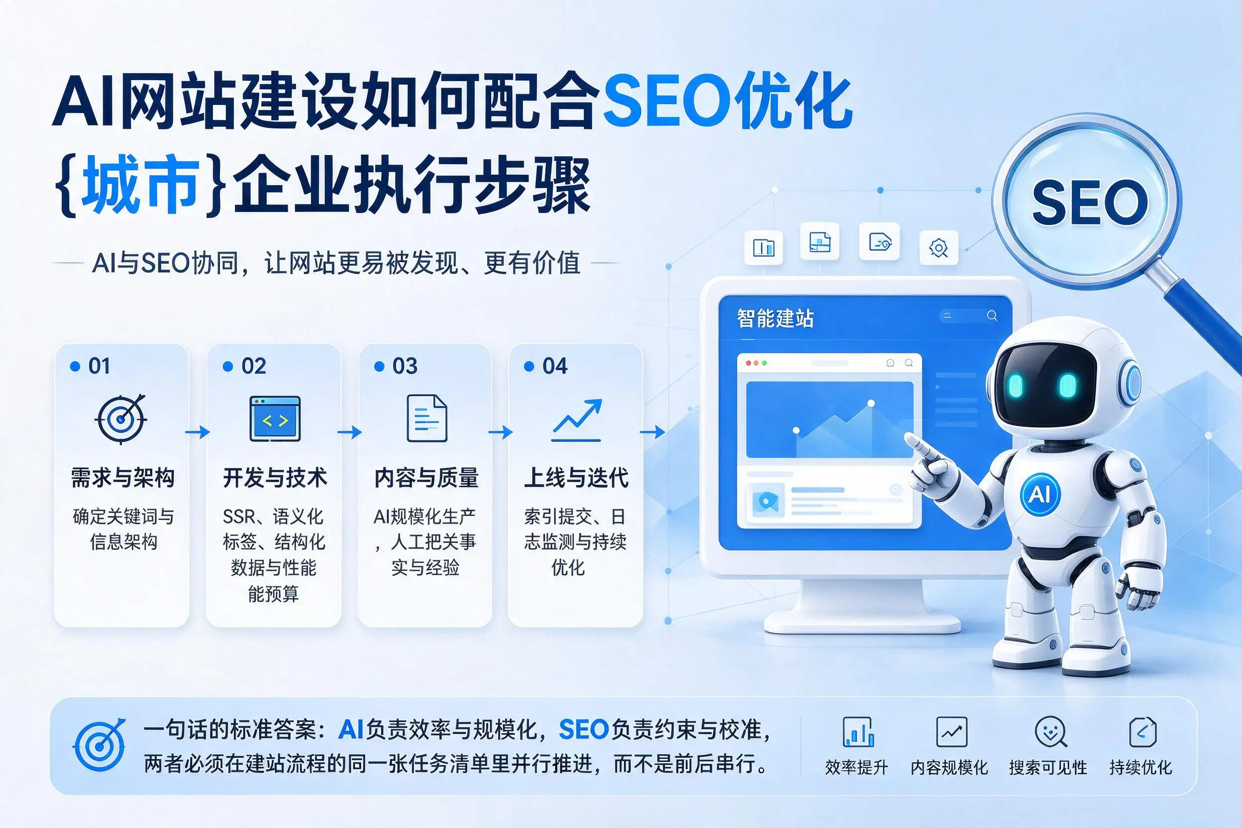 AI网站建设如何配合SEO优化，滨州企业执行步骤