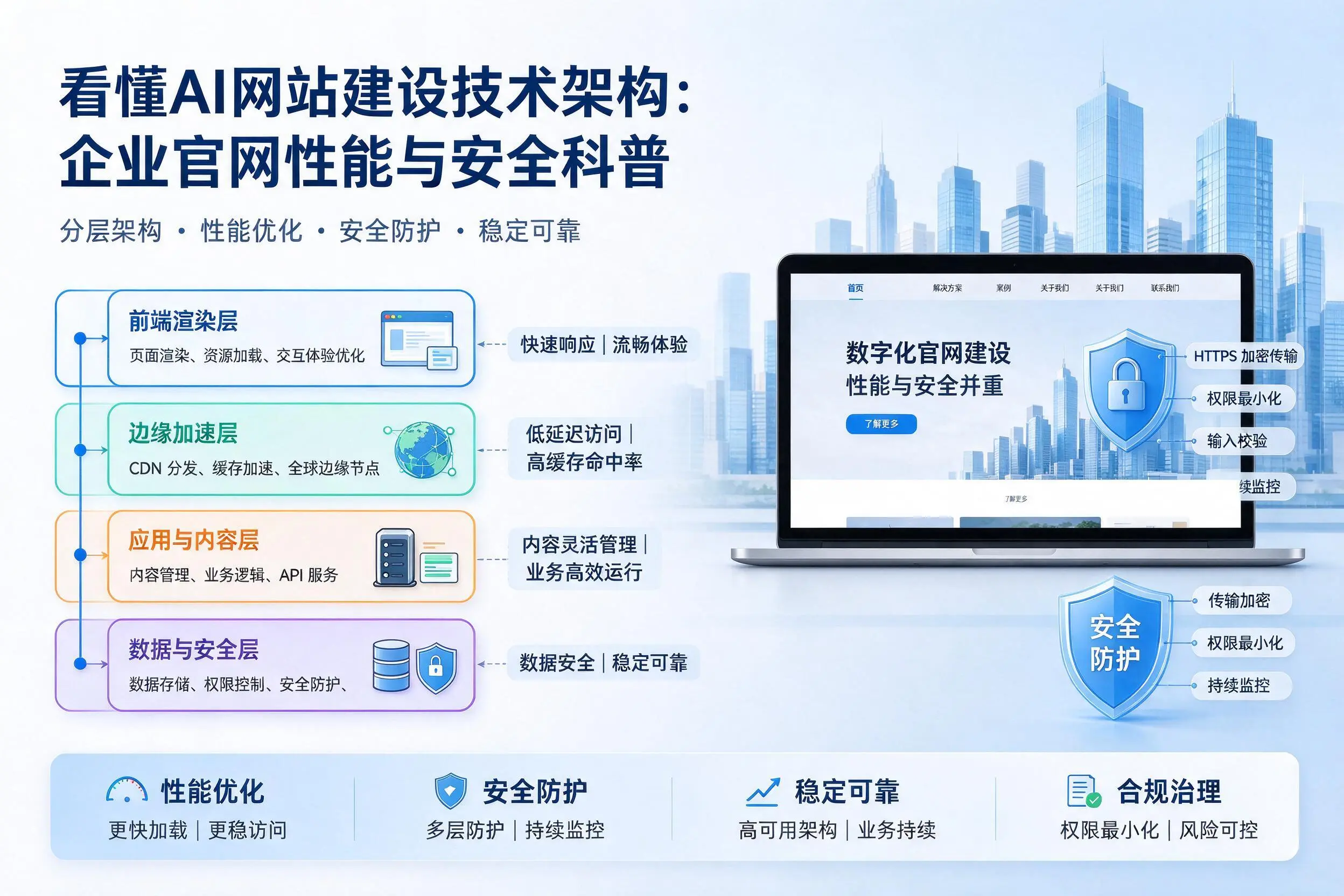 看懂AI网站建设技术架构：滨州企业官网性能与安全科普