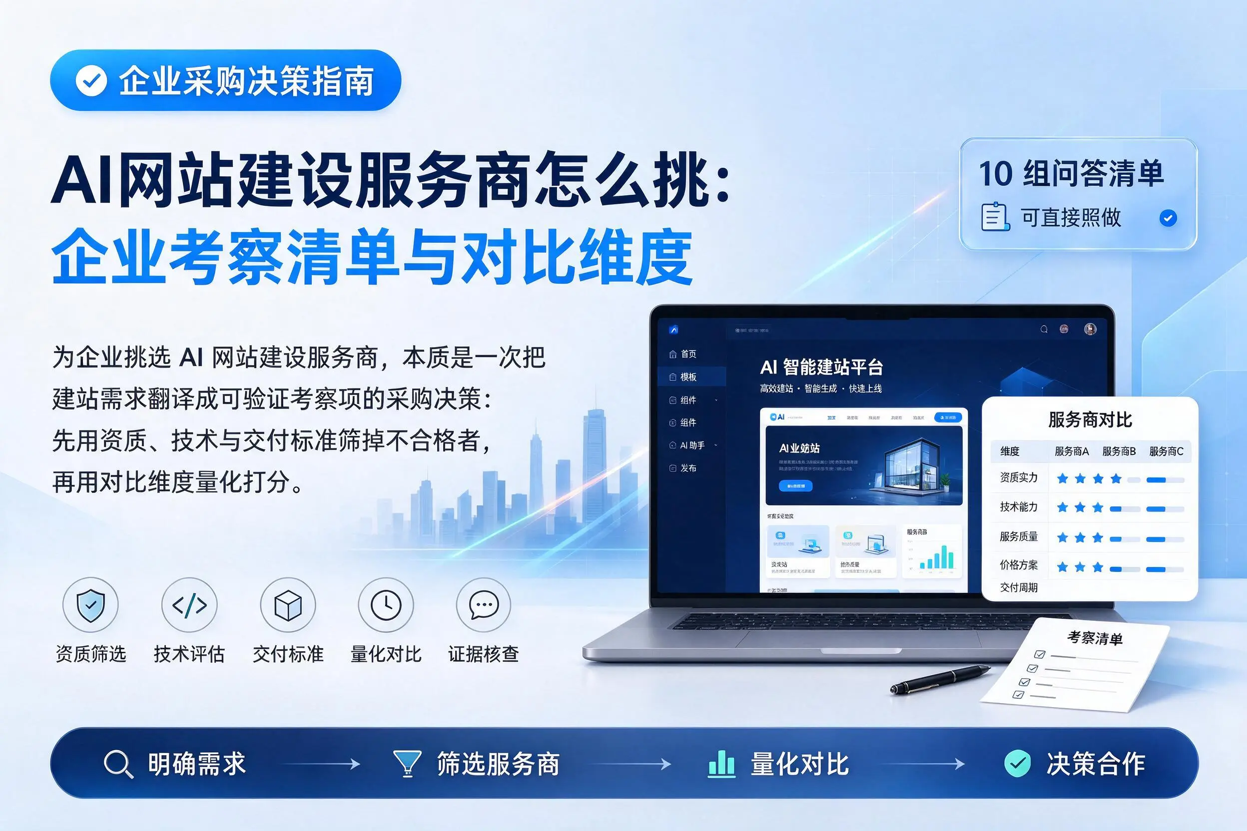 AI网站建设服务商怎么挑：滨州企业考察清单与对比维度