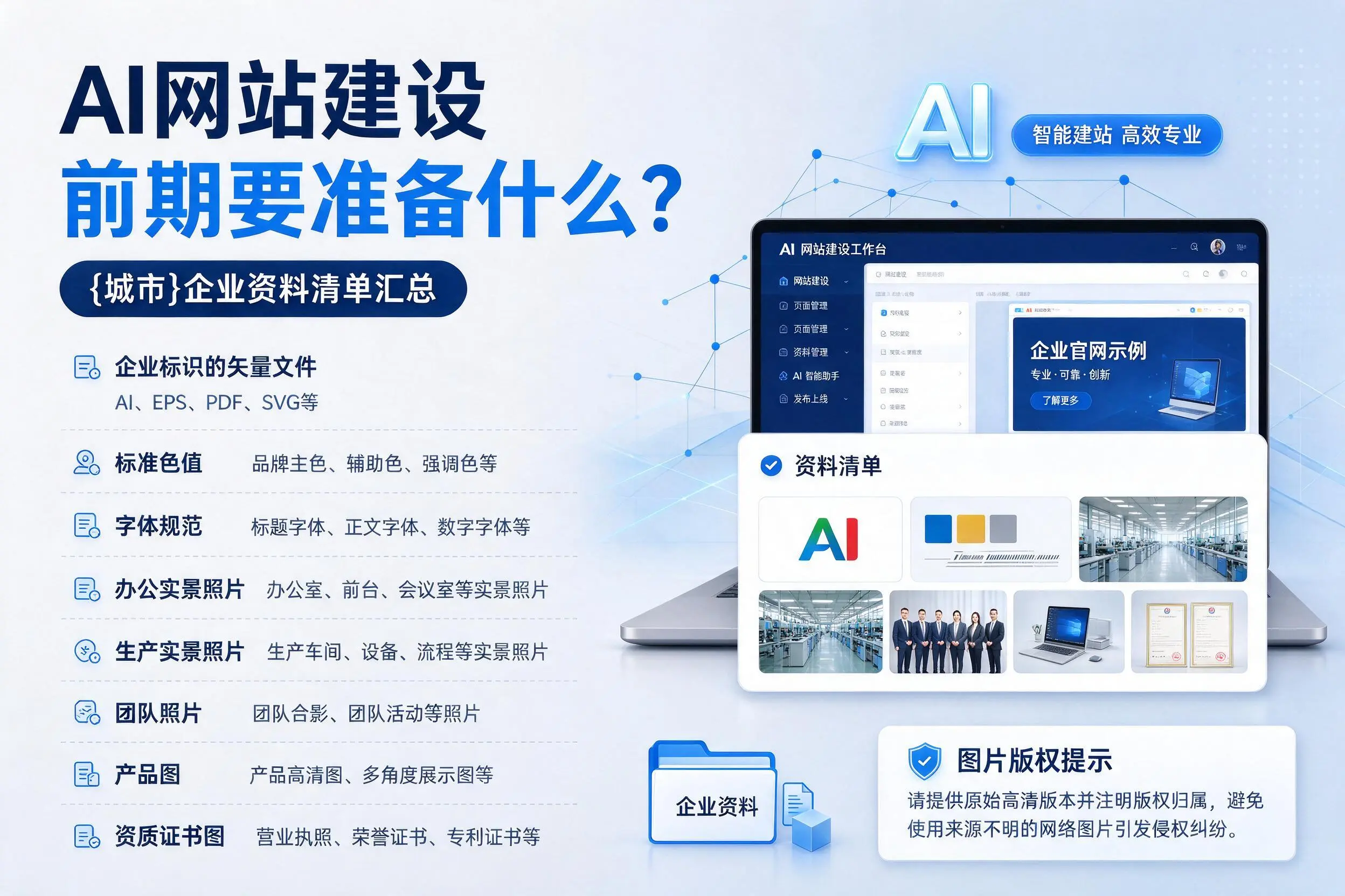 AI网站建设前期要准备什么？滨州企业资料清单汇总