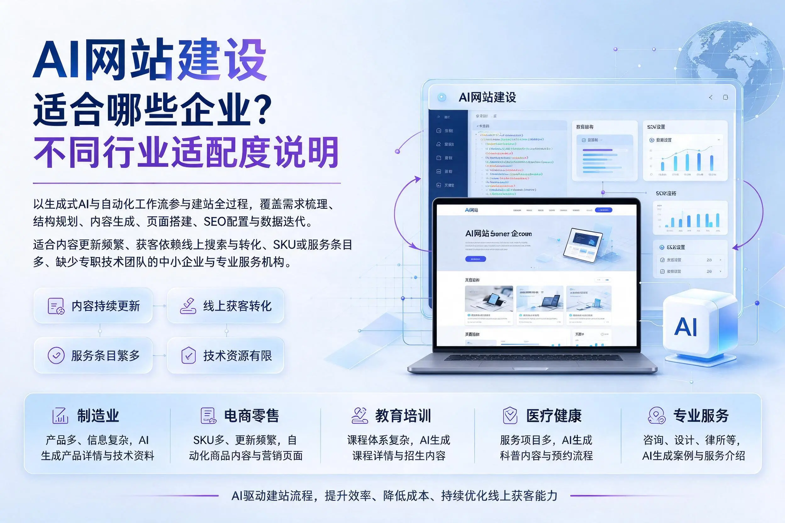 AI网站建设适合哪些企业？滨州不同行业适配度说明